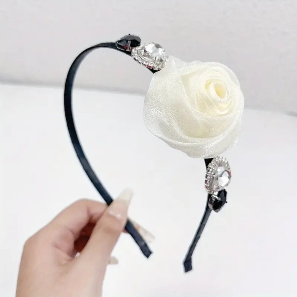 ROSE & JEWELS HEADBAND in Black OR White